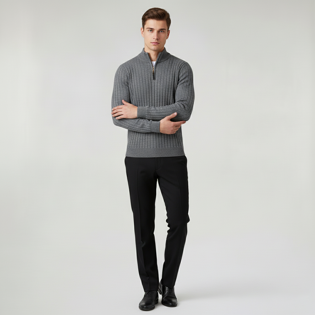 ZERMATT High Collar Half Zip Sweater